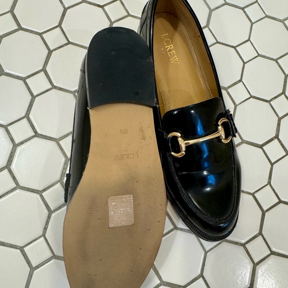 J. Crew Black Leather Loafers with Gold Horsebit - Picture 4 of 5